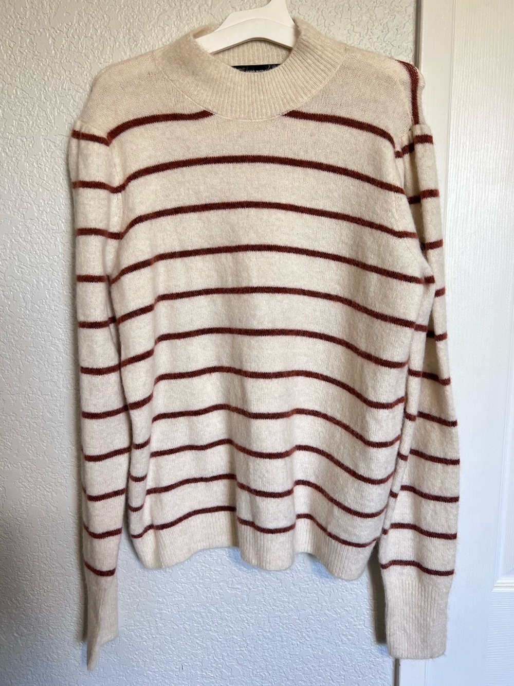 Vero Moda Cream & Brown Striped Knit Sweater Pullover